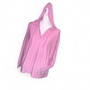 BUC-EES PINK LIGHTWEIGHT HOODIE‎ SHIRT RAYON/POLY LADIES LARGE
